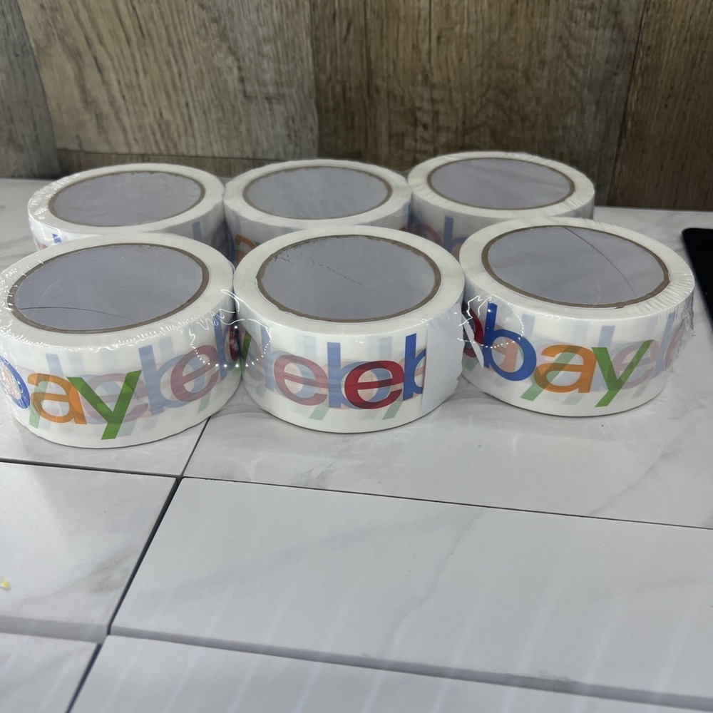 6 Rolls Ebay Color Shipping and Packing Tape 2" 75 Yard 2.7mil Thick